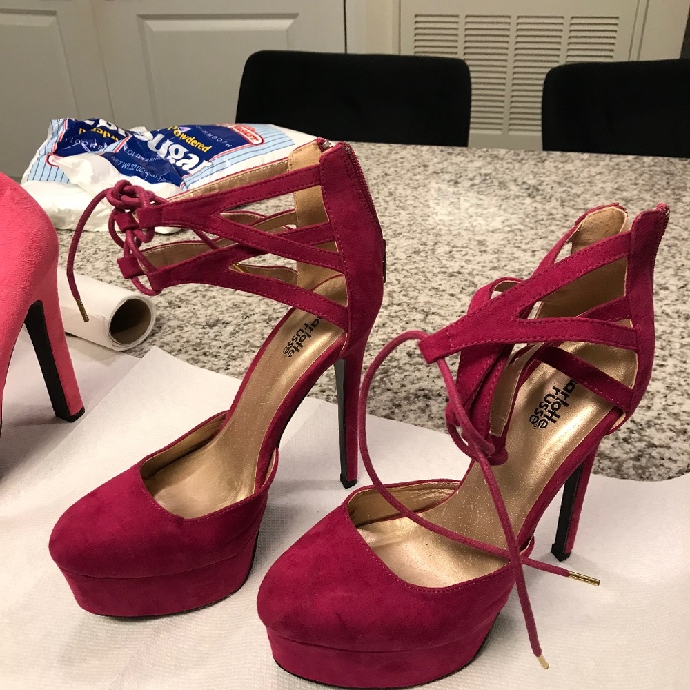 Pink suede women’s heels